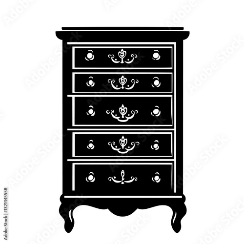 American Traditional Chest of drawers, vectorized furniture, furniture piece