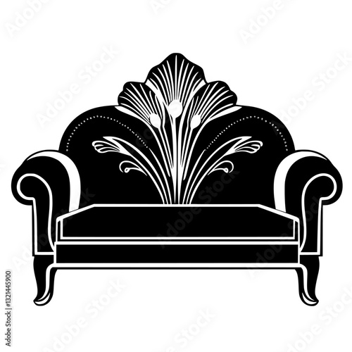 Art Deco Banquette, vectorized furniture, furniture piece