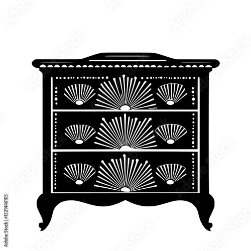 Art Deco Chest of drawers, vectorized furniture, furniture piece