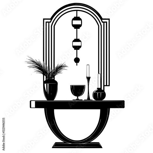 Art Deco Entryway table, vectorized furniture, furniture piece