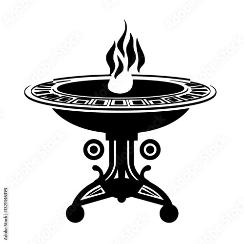Art Deco Fire pit table, vectorized furniture, furniture piece
