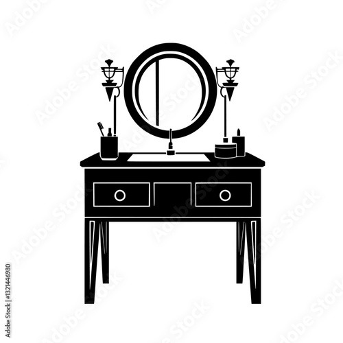 Art Deco Vanity, vectorized furniture, furniture piece