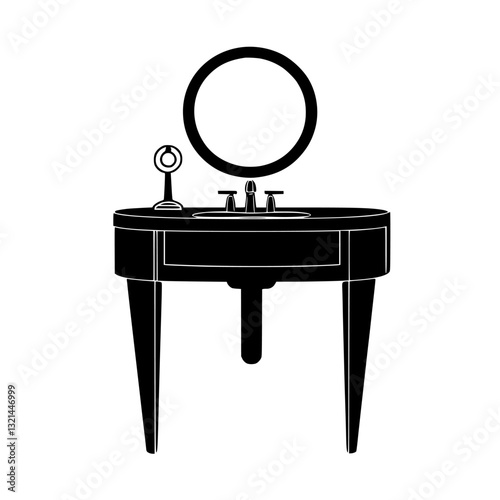 Art Deco Vanity, vectorized furniture, furniture piece