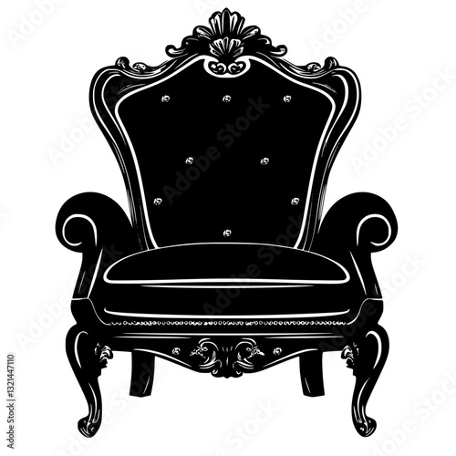 Baroque Accent chair, vectorized furniture, furniture piece
