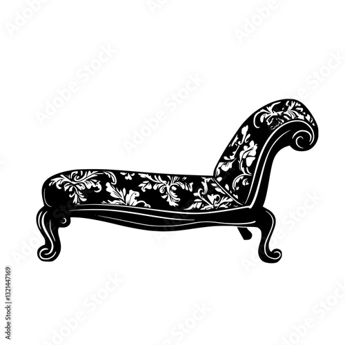Baroque Chaise lounge, vectorized furniture, furniture piece
