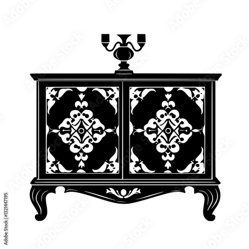Baroque Credenza, vectorized furniture, furniture piece