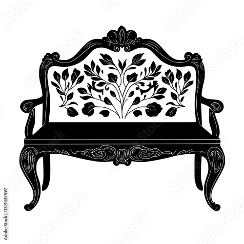 Baroque Storage bench, vectorized furniture, furniture piece