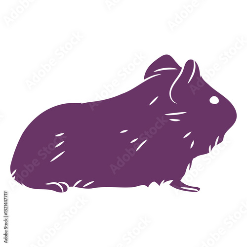 Purple Guinea Pig Silhouette: A charming silhouette of a guinea pig, rendered in a rich purple hue, exudes a sense of calm and cuteness.  Perfect for pet-related designs and projects. 