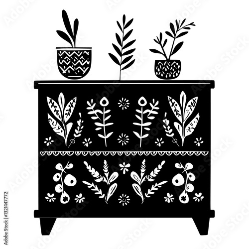 Bohemian Chest of drawers, vectorized furniture, furniture piece