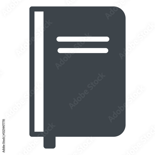 Notebook Icon: A simple, dark-grey notebook icon, representing organization, planning, and note-taking. The clean design is ideal for app interfaces and digital projects. 