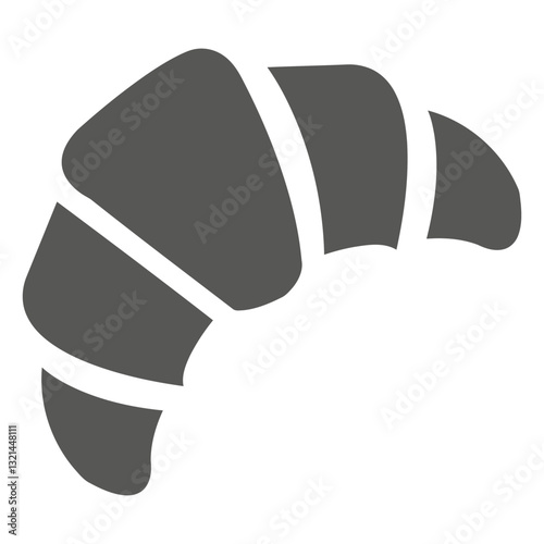 Croissant Icon: A minimalist artistic rendering of a classic French pastry, showcasing the iconic crescent shape with an appealing and modern graphic.