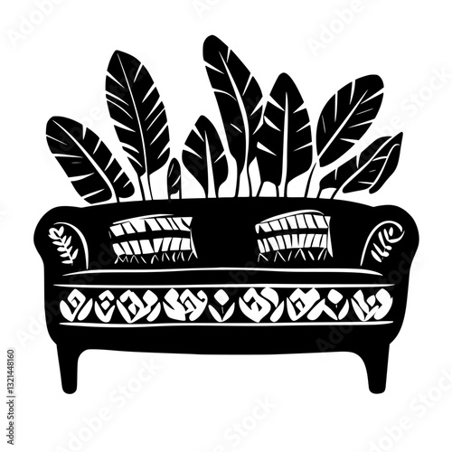 Bohemian Outdoor storage bench, vectorized furniture, furniture piece