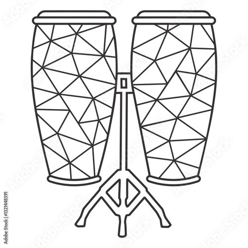 Musical Resonance: A bold outline of a conga drum, exuding an aura of rhythmic possibilities. Each detail meticulously crafted to portray the essential beauty of music.