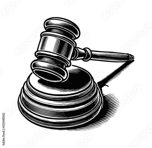 Illustration of Gavel and Sound Block Used in Courtrooms