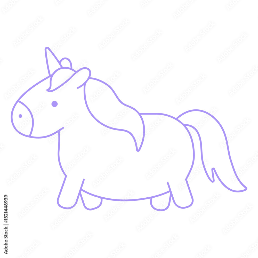 Fototapeta premium Dreamy Unicorn Illustration: A whimsical, line-art illustration of a charming unicorn in a soothing pastel palette. A perfect addition to your designs. 