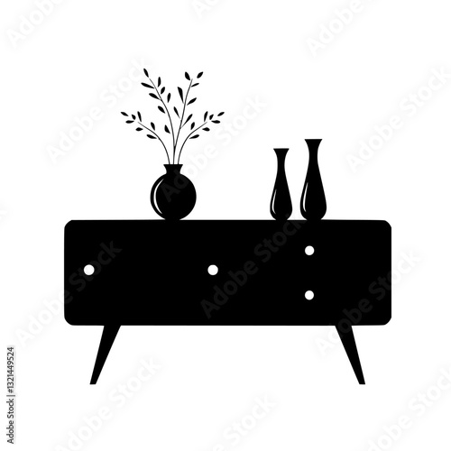 Contemporary Sideboard, vectorized furniture, furniture piece