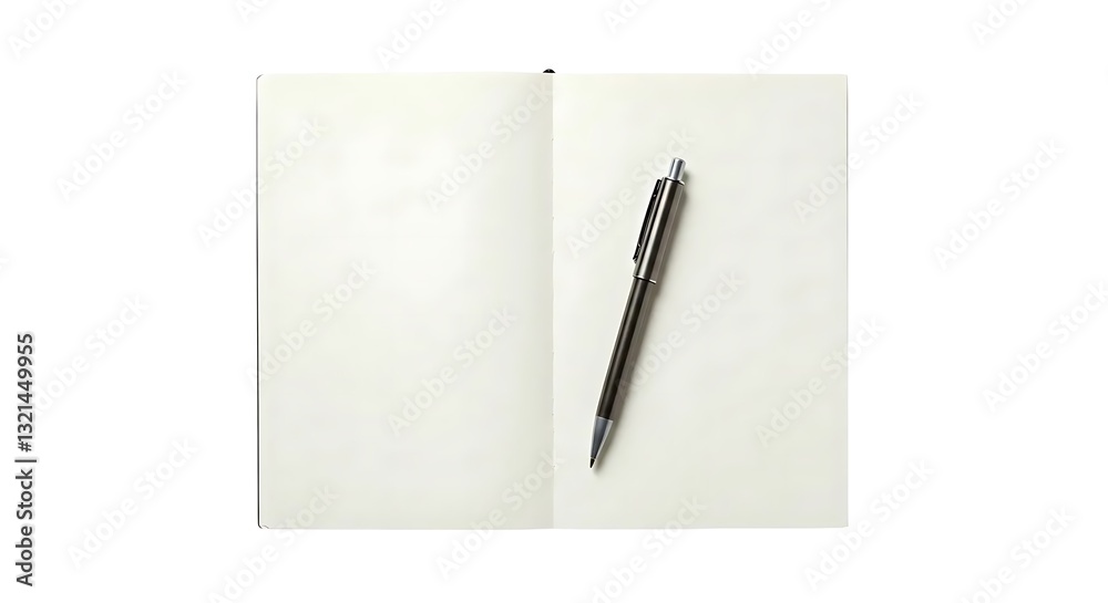 Blank Journal with Pen for Writing and Reflection Isolated on White Background Blank Journal with Pen for Writing and Reflection Isolated on White Background