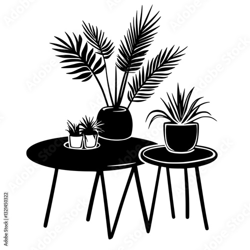 Eclectic Nesting tables, vectorized furniture, furniture piece