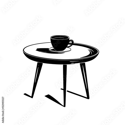 Mid Century Modern Coffee table, vectorized furniture, furniture piece
