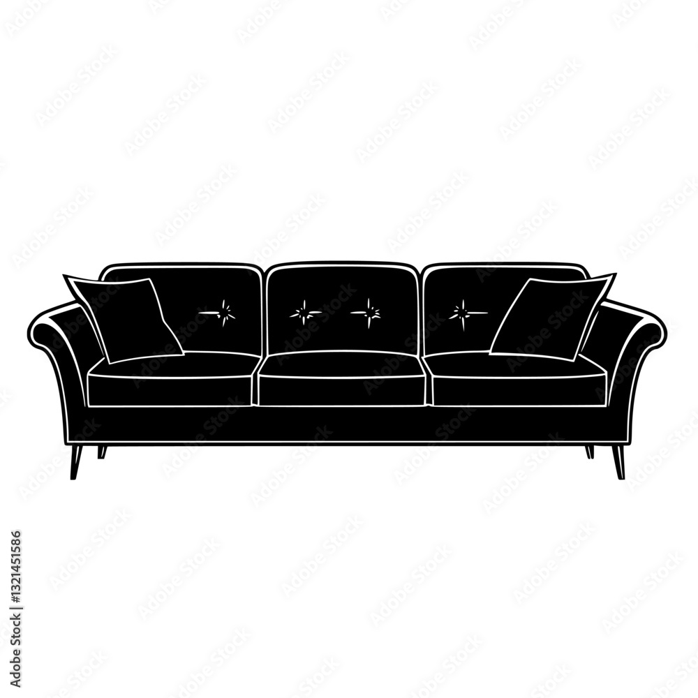 Mid Century Modern Sectional sofa, vectorized furniture, furniture piece Mid Century Modern Sectional sofa, vectorized furniture, furniture piece