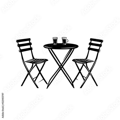 Modern Bistro set, vectorized furniture, furniture piece