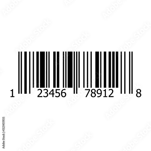 Retail Barcode: A crisp, clear barcode with the code, 123456789128 printed below on a minimalist.