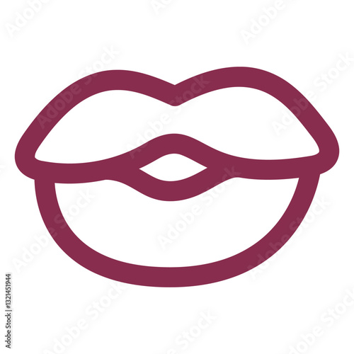 Outline Lips: A minimalist outline of lips rendered in soft and inviting maroon tones, capturing both boldness and sensuality in its simplistic design.
