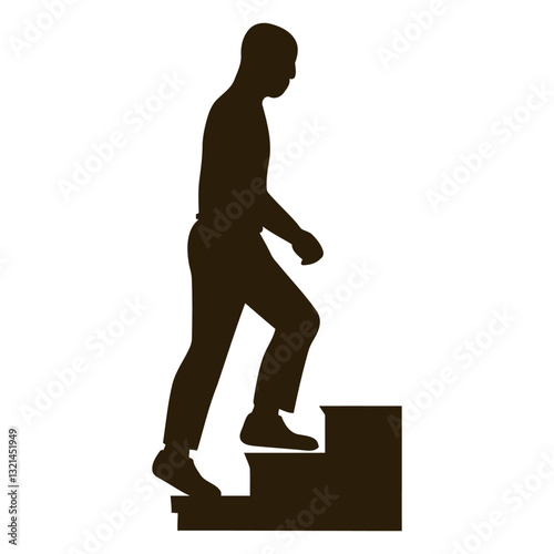 Ascending Silhouette: A minimalist silhouette captures a person gracefully ascending a flight of steps, symbolizing progress, growth, and the pursuit of higher aspirations.