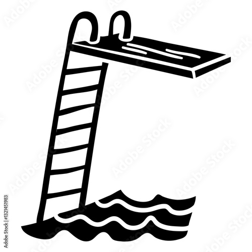 Dive into Summer: A stark image of a classic diving board and ladder beckons you towards a day of aquatic fun and recreation, promising endless splashes and summer enjoyment.