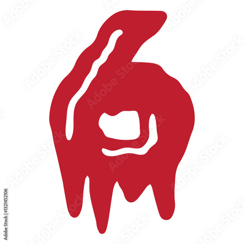 Number six: A bold, blood-red number six in a dripping style, radiating impact and artistic flair, perfect for visual storytelling or adding a striking touch to your project.