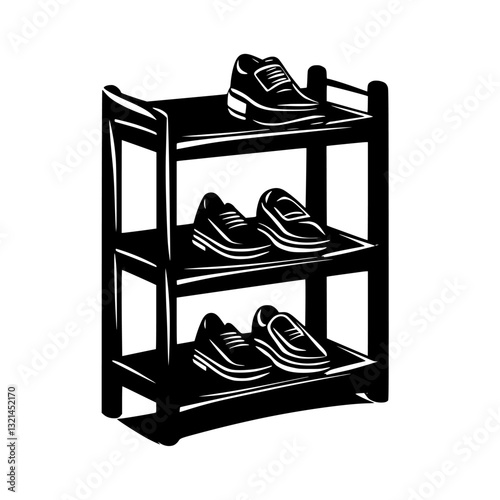 Modern Shoe rack, vectorized furniture, furniture piece