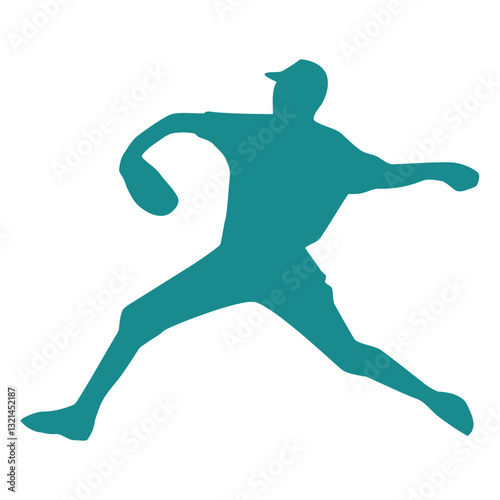 Baseball Player in Action: A dynamic silhouette of a baseball player mid-pitch, embodying the athleticism and power of the sport. the intensity of a pivotal moment in a game.