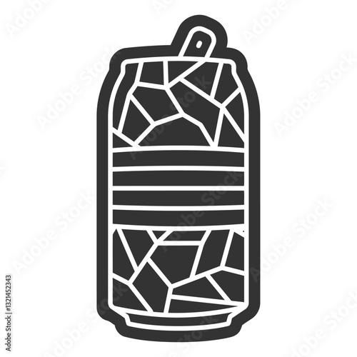 Refreshing Sip: A modern minimalist representation of a soda can, featuring an abstract design, is ready for refreshment.