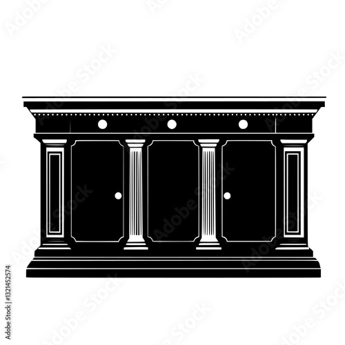 Neoclassical Credenza, vectorized furniture, furniture piece