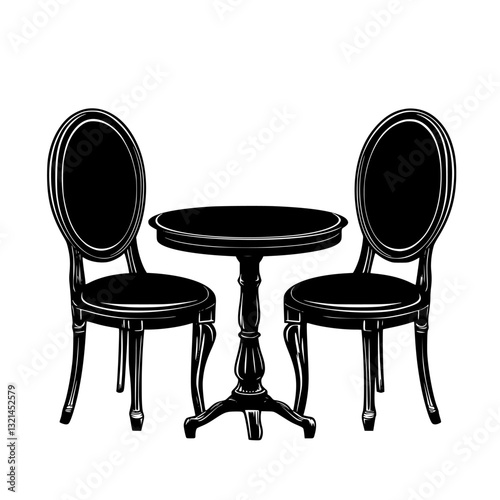 Neoclassical Dining chairs, vectorized furniture, furniture piece
