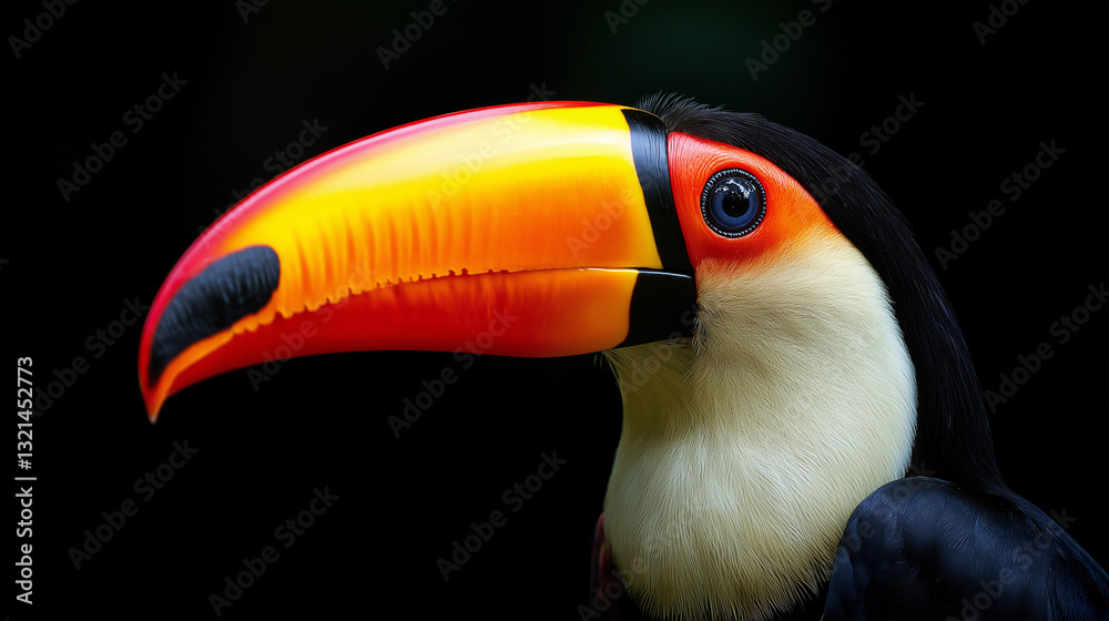 Fototapeta premium Close-Up Portrait of a Vibrant Toco Toucan Bird.