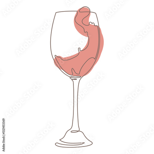 Elegant Wine Glass: A sophisticated line drawing of a wine glass, with the suggestion of the contents. It exudes simplicity and refinement.