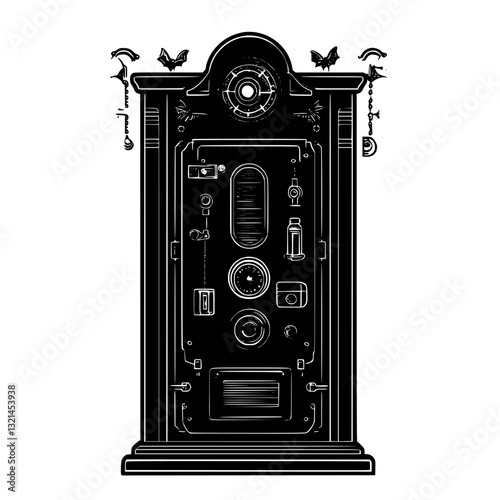 Steampunk Medicine cabinet, vectorized furniture, furniture piece
