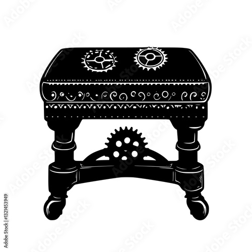 Steampunk Ottoman, vectorized furniture, furniture piece