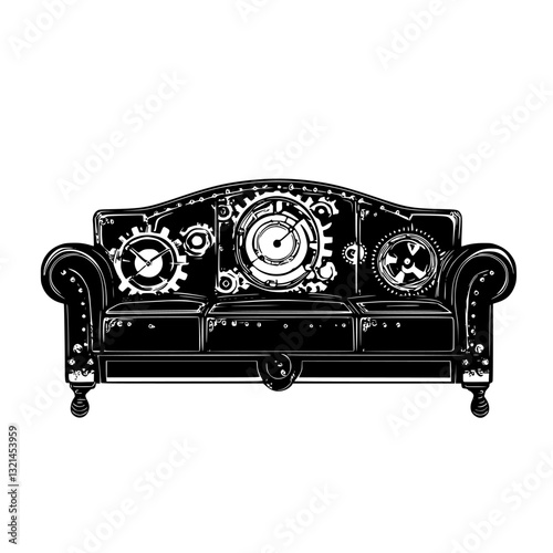 Steampunk Outdoor sofa, vectorized furniture, furniture piece