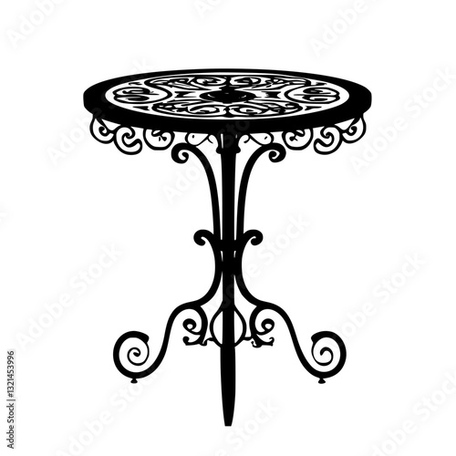 Steampunk Patio table, vectorized furniture, furniture piece
