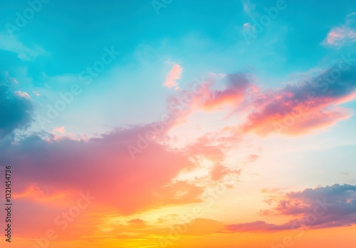 Pastel Sunset Sky with Soft Clouds and Vibrant Hues