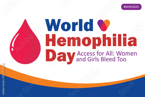 World Hemophilia day. World Hemophilia Day banner, poster with a red blood drop symbol and awareness text. Hemophilia Day conceptual banner to promote blood donations to patients.