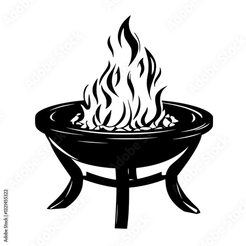 Vintage Fire pit table, vectorized furniture, furniture piece