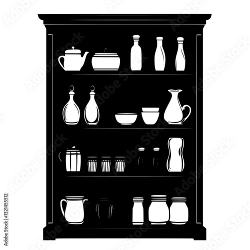 Vintage Pantry shelving, vectorized furniture, furniture piece