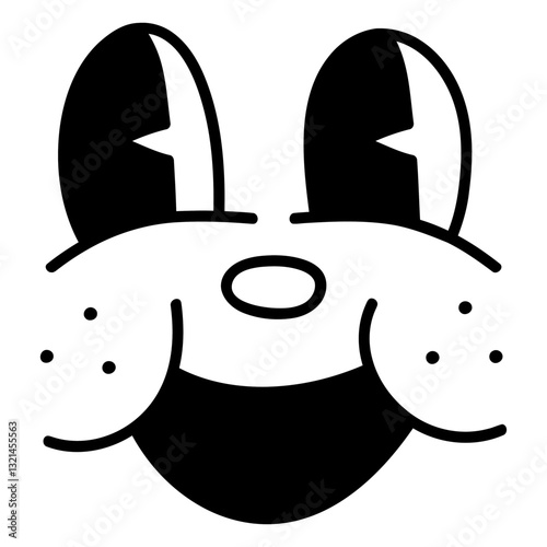 Happy Dog Line Art: A playful dog with a big smile rendered in bold black and white line art, radiating happiness and lightheartedness.