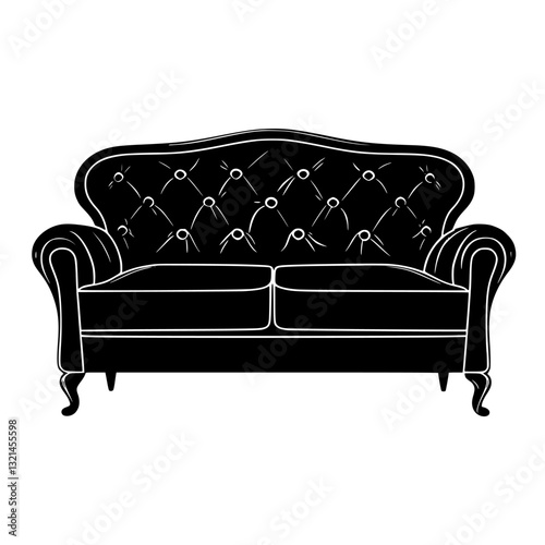 Vintage Sofa, vectorized furniture, furniture piece