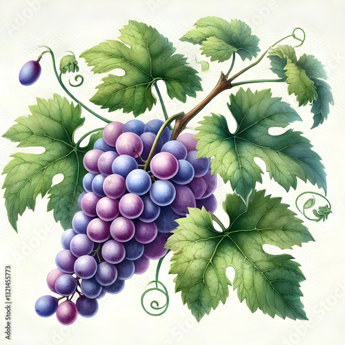 Watercolour Single Purple Grape