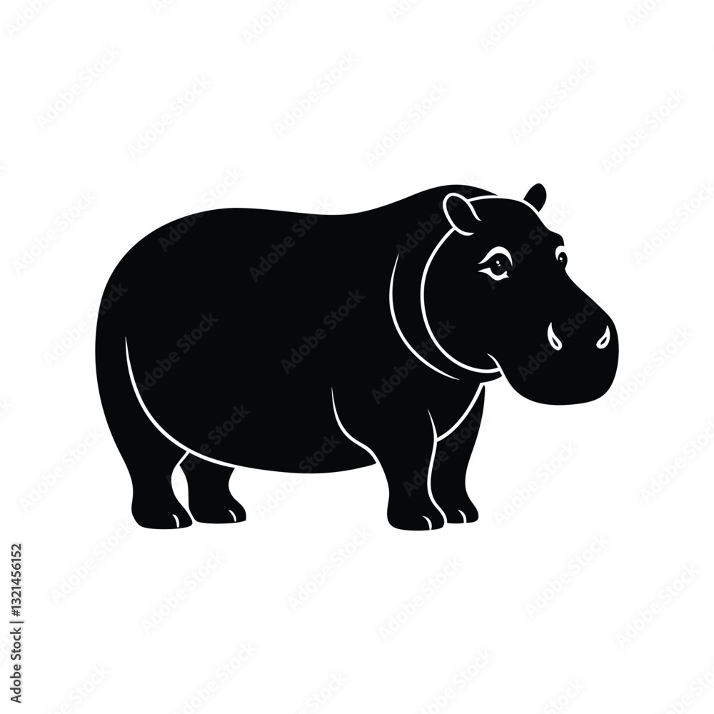 Fototapeta premium Beautiful hippopotamus vector art illustration