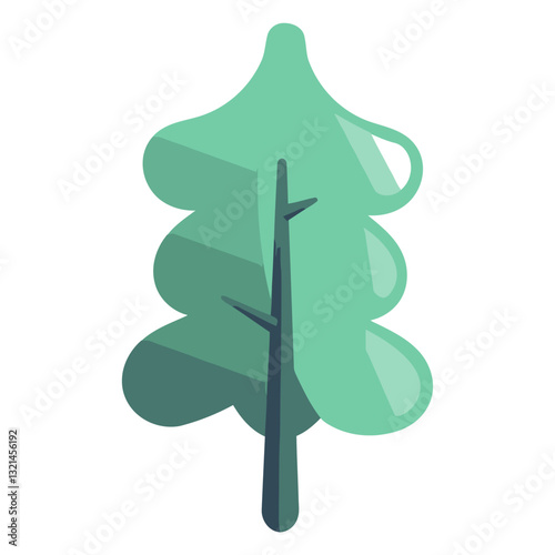 Stylized Evergreen Tree: A charming, flat-design illustration of a stylized evergreen tree, boasting clean lines and subtle shadows, exuding a sense of simplicity and modern elegance.